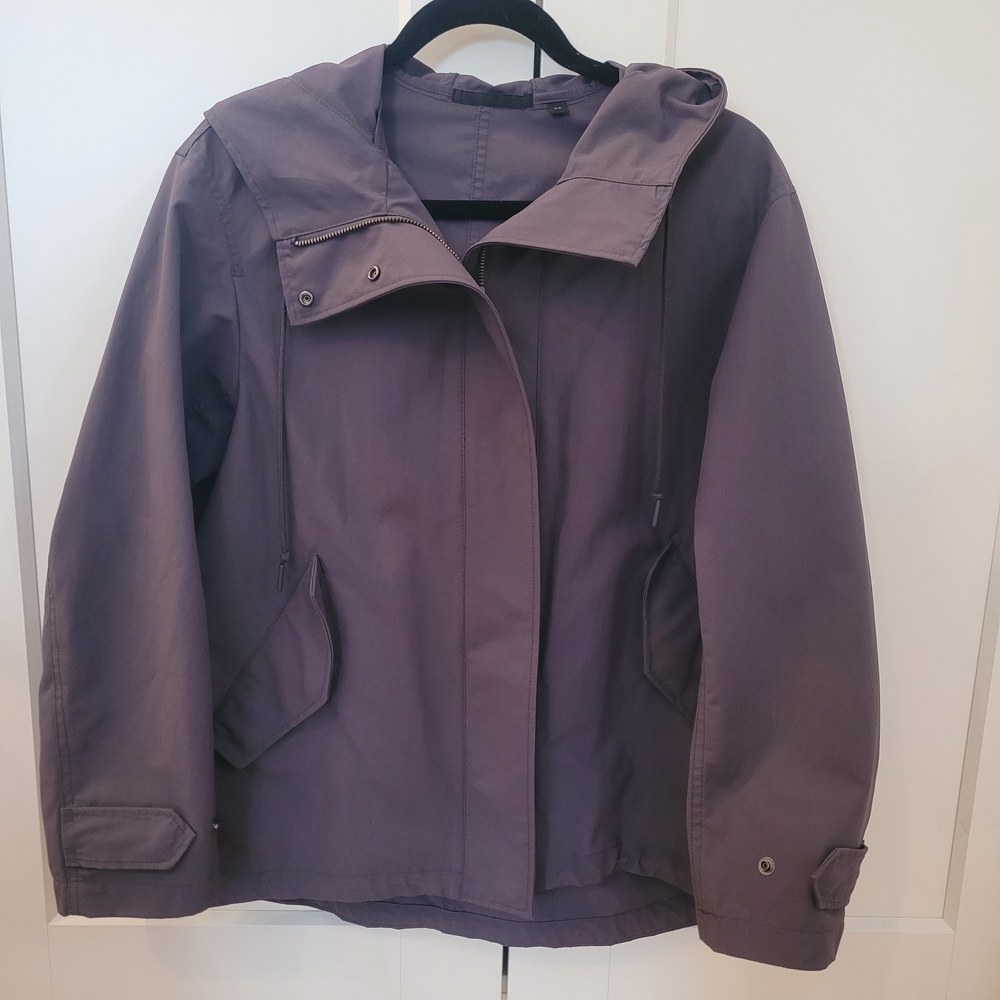 Uniqlo Cotton Blend Purple Eggplant Jacket Raincoat Parka Size S - Picture 7 of 9